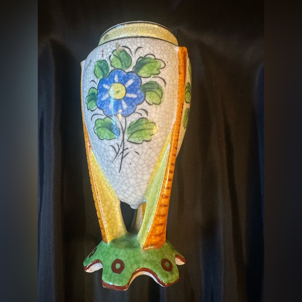 Vintage Japanese Crackle Floral Vase - Picture 4 of 8